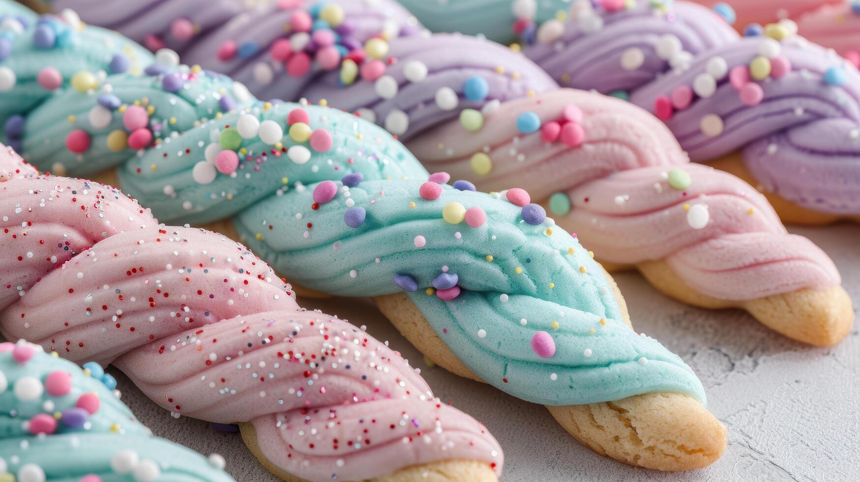colorful frosted cookies with sprinkles photo