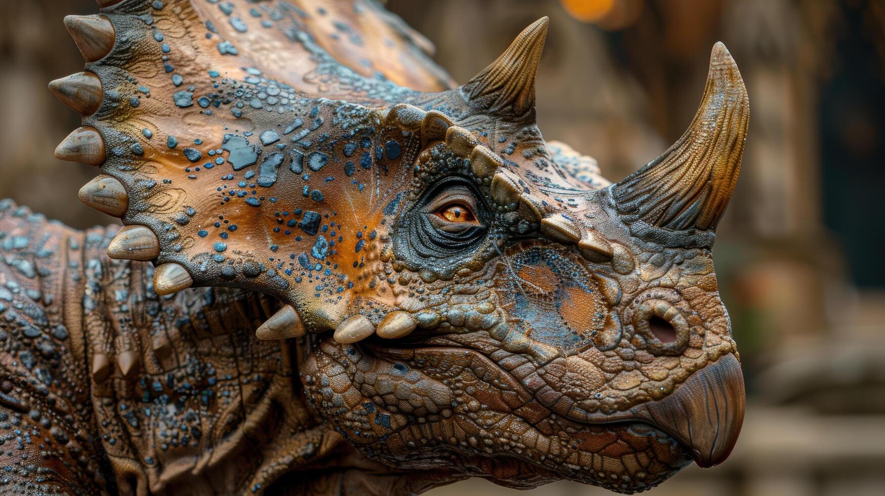 Close up of a colorful horned lizard photo
