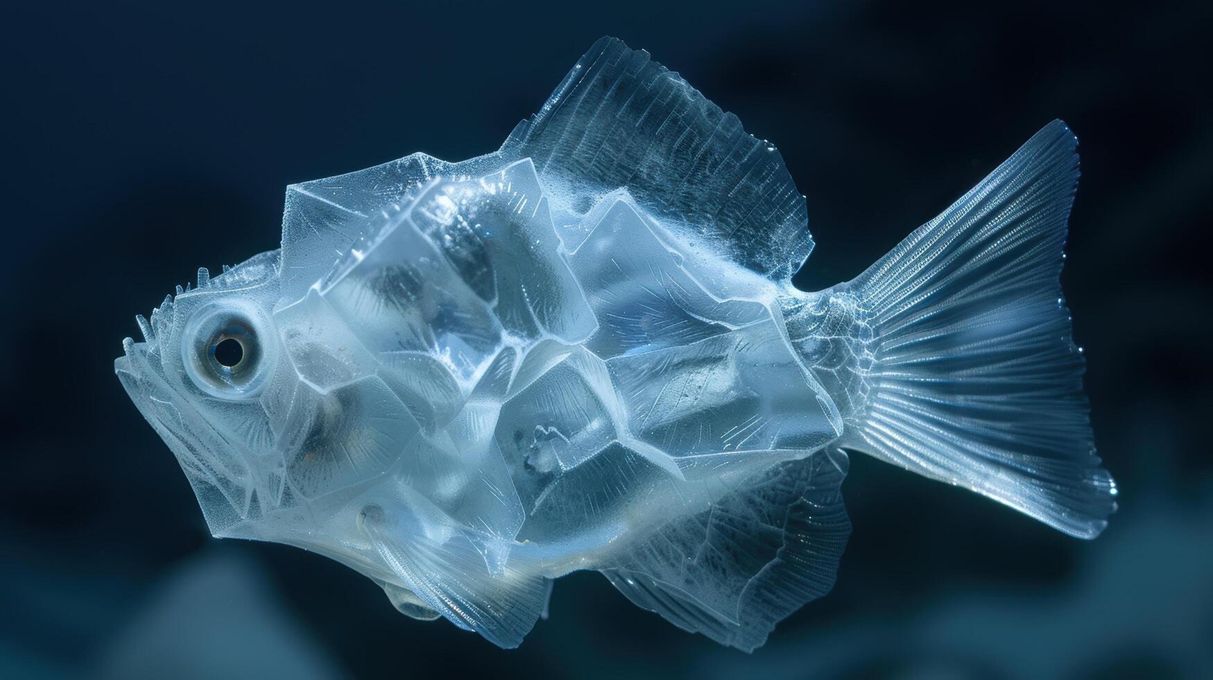Transparent deep sea fish with intricate structure photo