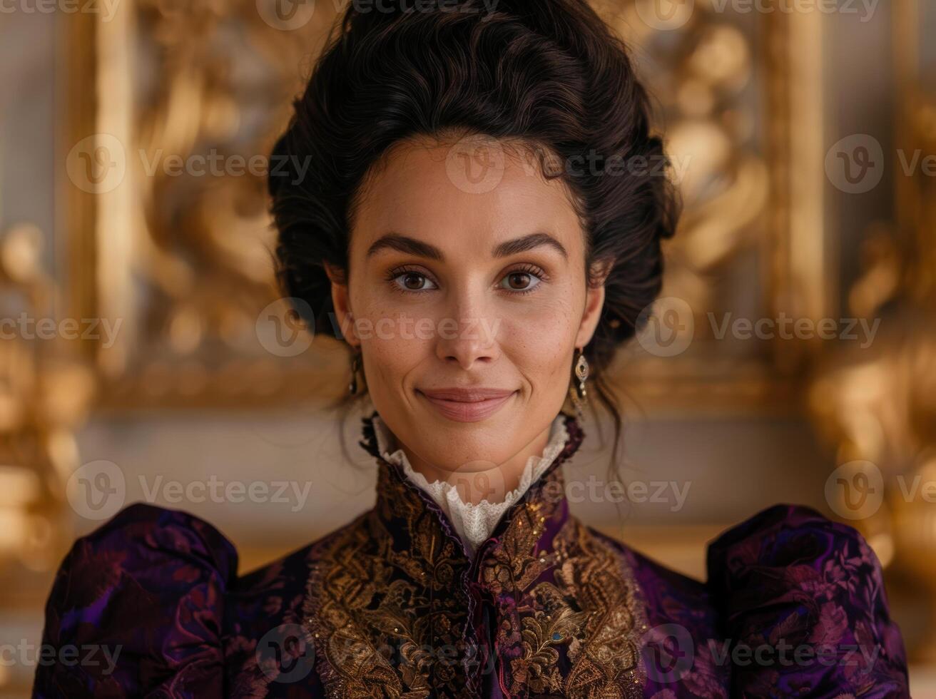 elegant woman in ornate purple dress photo