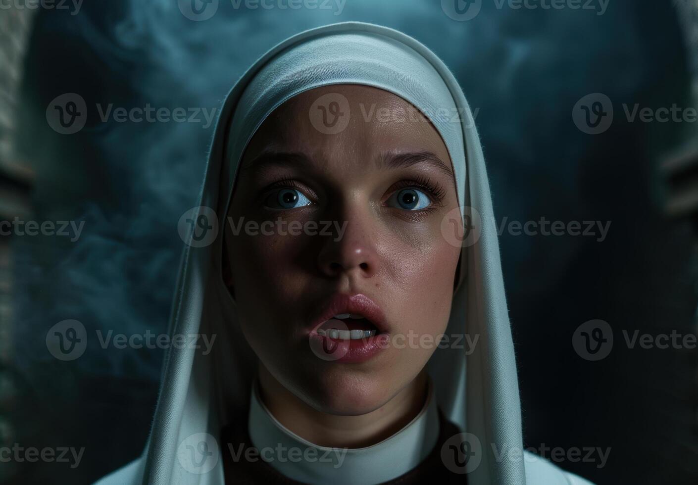 Mysterious woman in white hijab photo