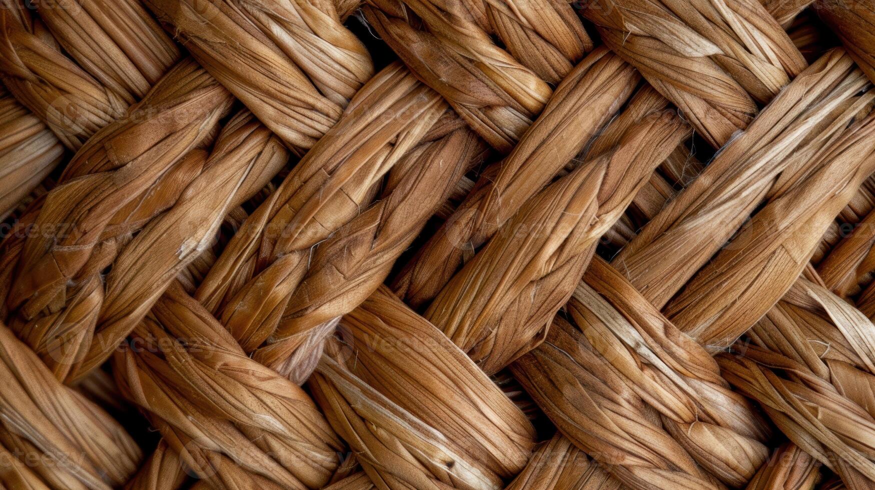 Closeup of intricately woven straw or grass texture photo