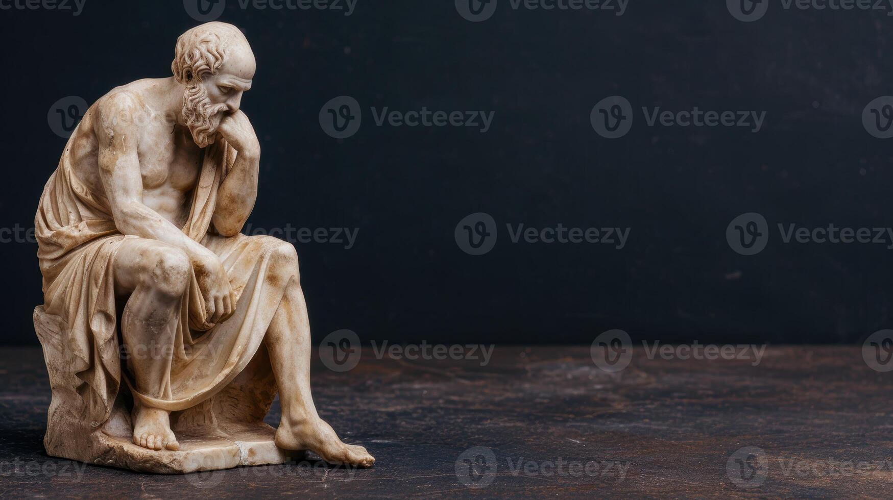 Thoughtful ancient greek philosopher statue photo