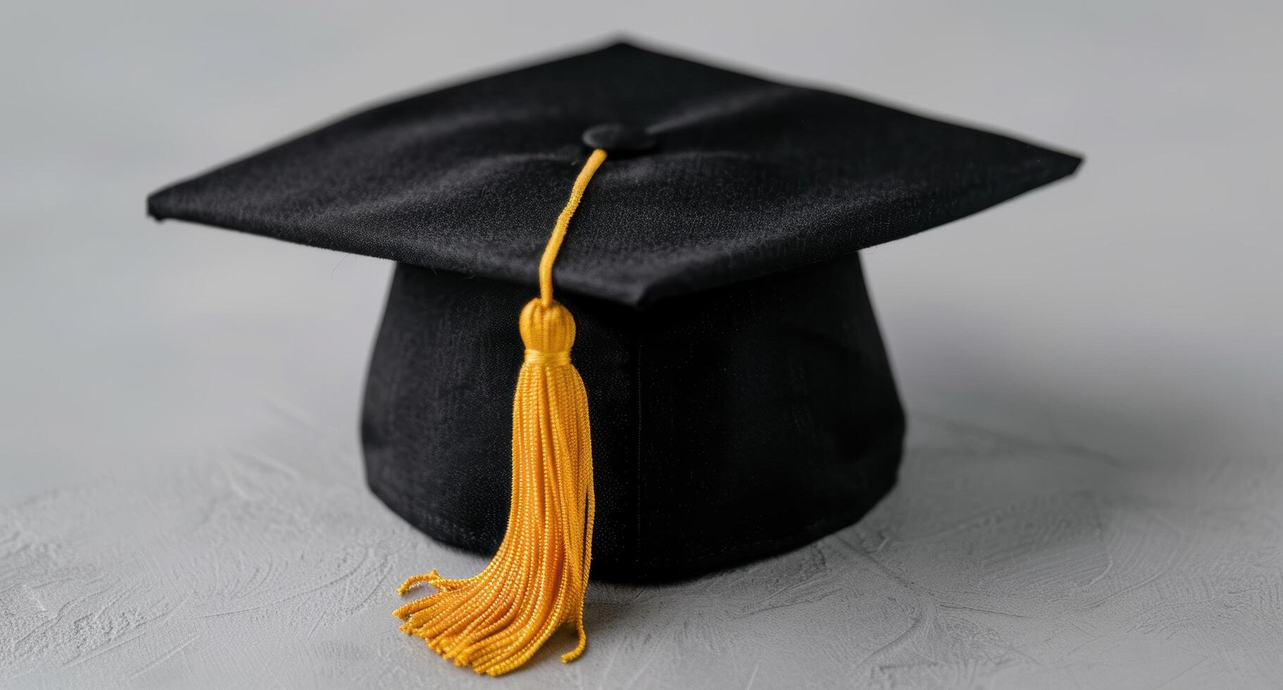Graduation cap with tassel on gray background photo
