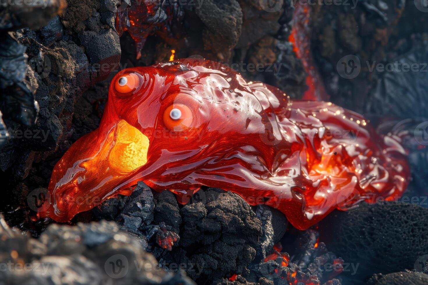 Vibrant red fish with large eyes and intricate patterns photo