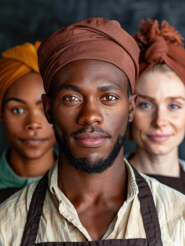 diverse group of people in traditional clothing photo