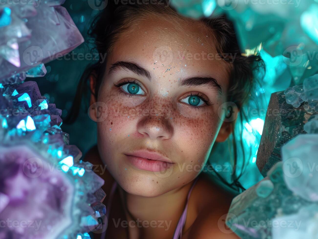 Enchanted crystal fairy with sparkling eyes photo