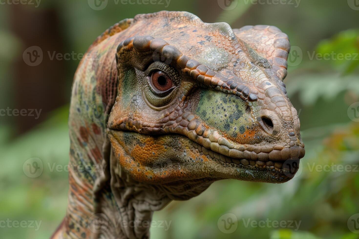 Close up of a colorful dinosaur head photo