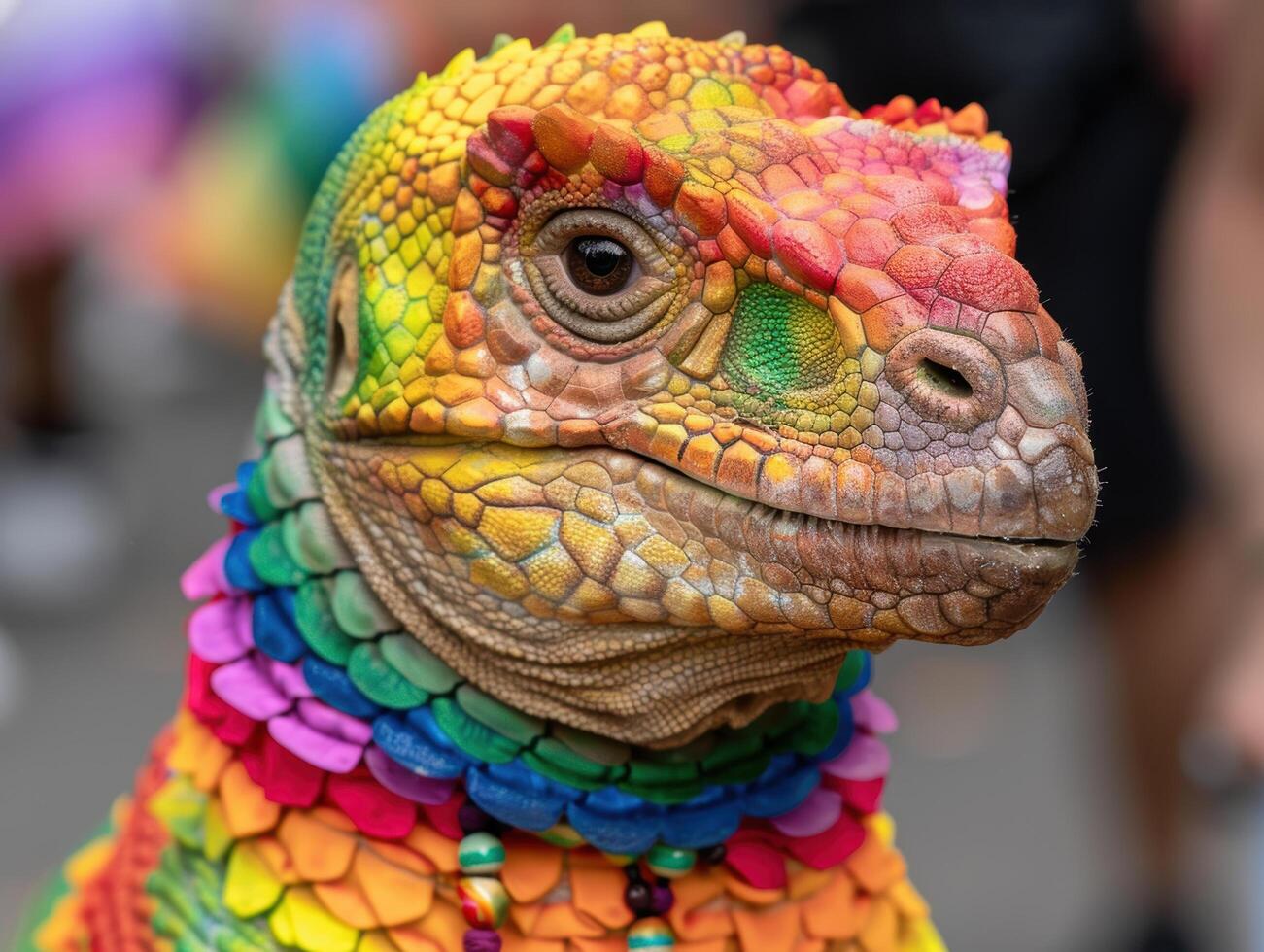 Colorful chameleon close up photo