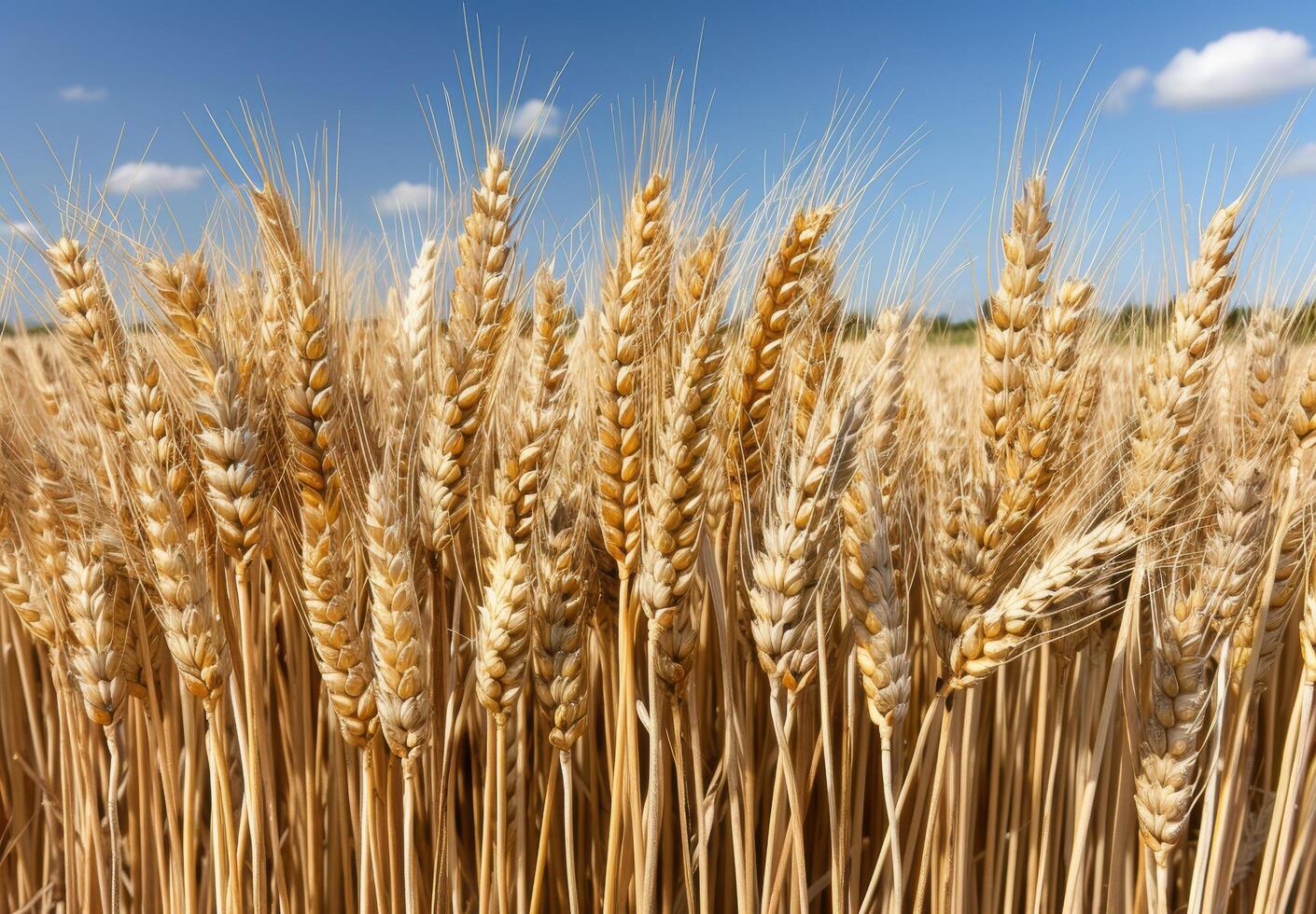 golden wheat field under blue sky photo
