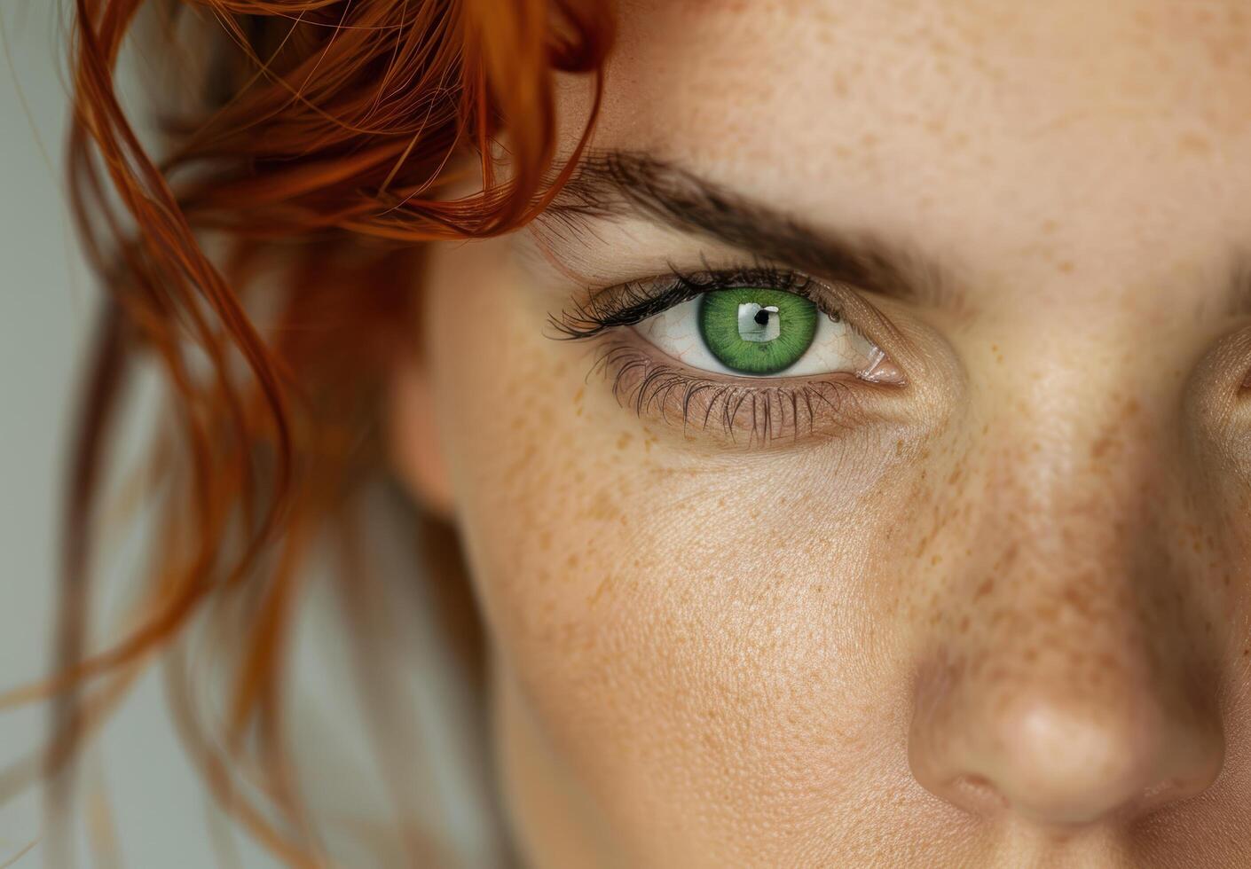close up of a persons eye with green iris photo
