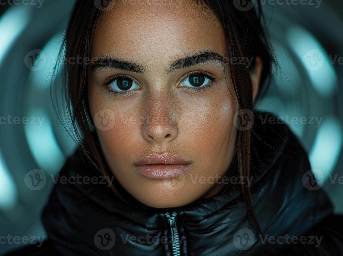Mysterious woman with intense gaze photo