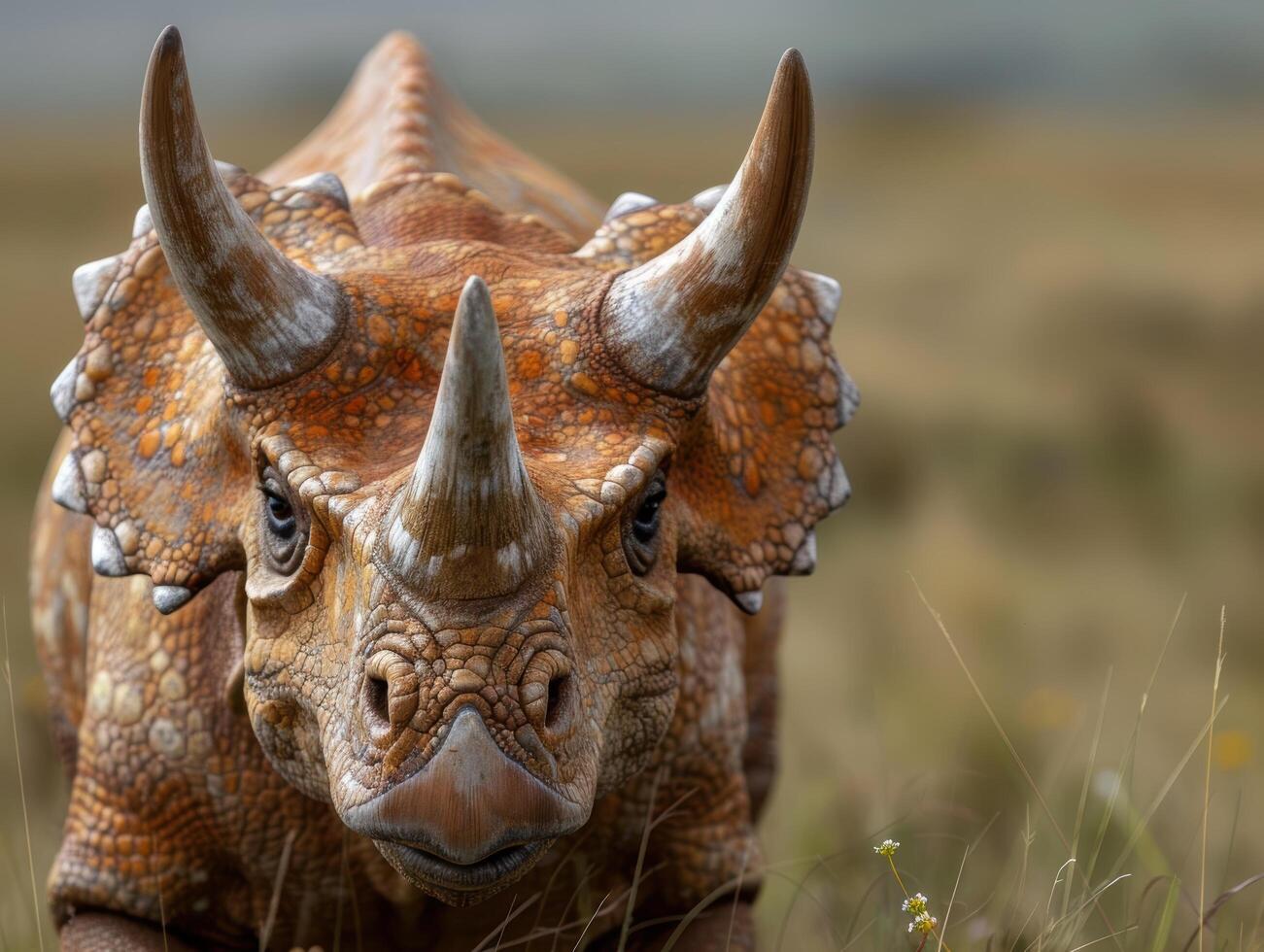 Closeup of a Rhinoceros in the Wild photo