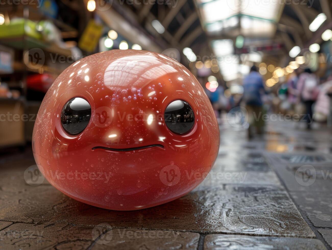 Cute and whimsical plush toy with large eyes and smiling expression photo