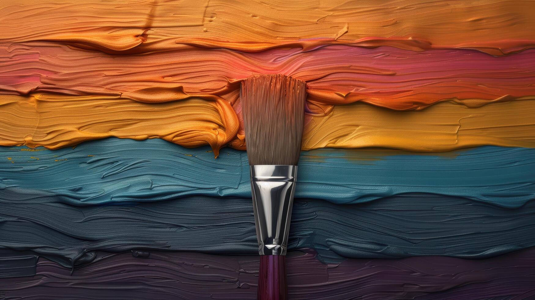 Artistic paint brush on colorful abstract background photo