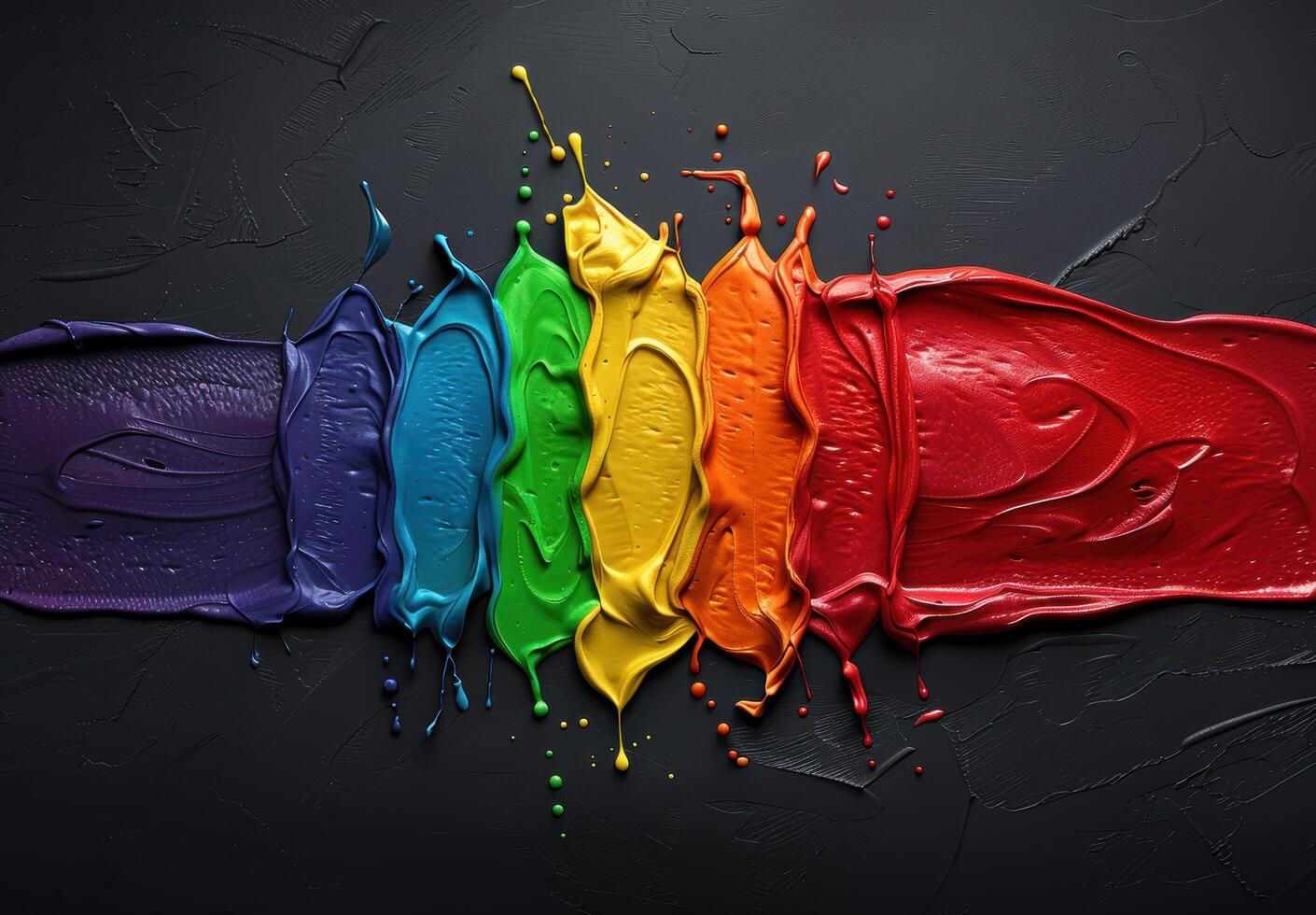 Vibrant paint splashes in rainbow colors photo