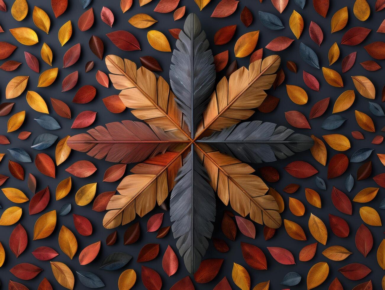 Autumn leaves in a star pattern photo
