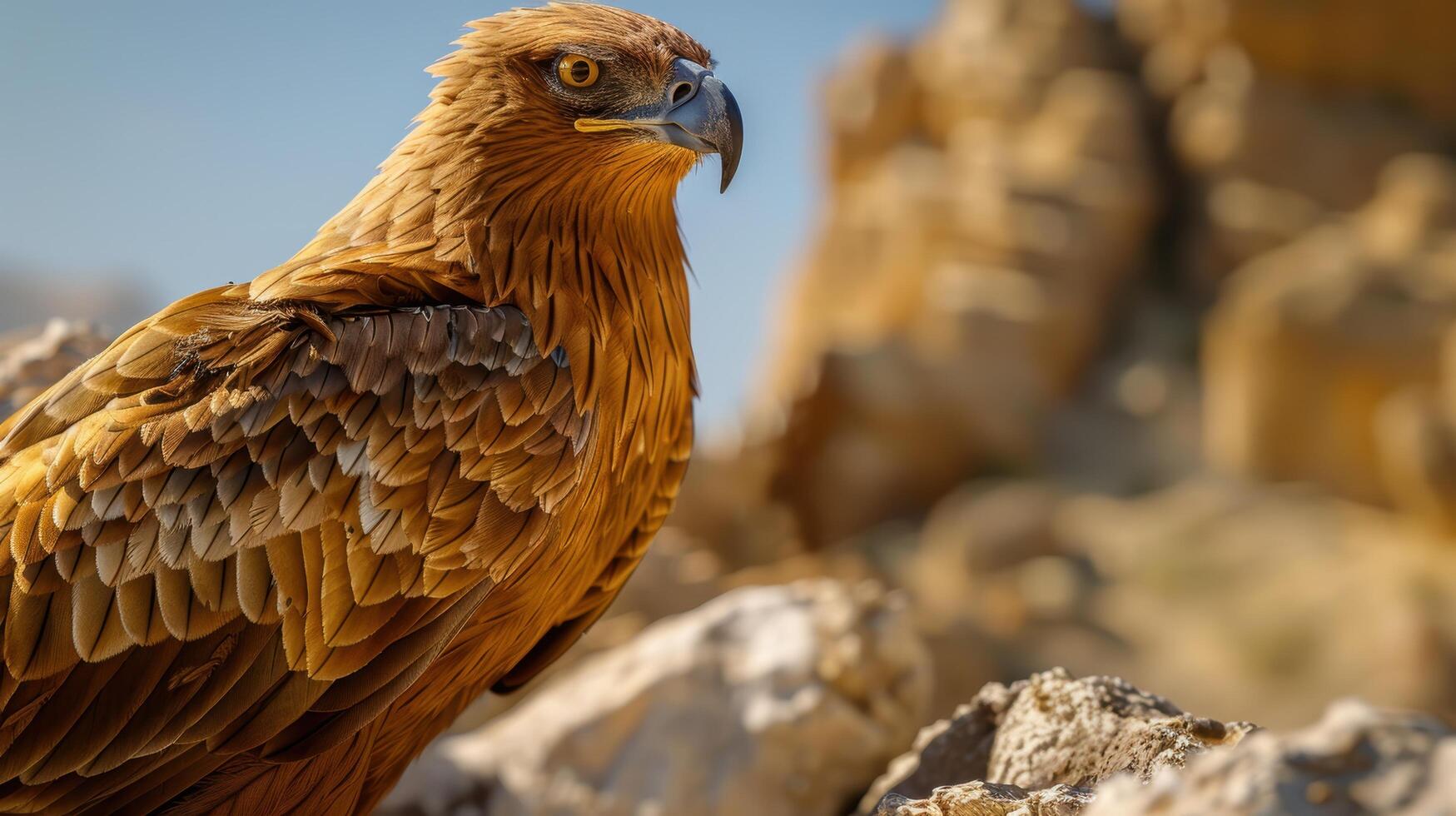Majestic golden eagle perched on rocky outcrop photo