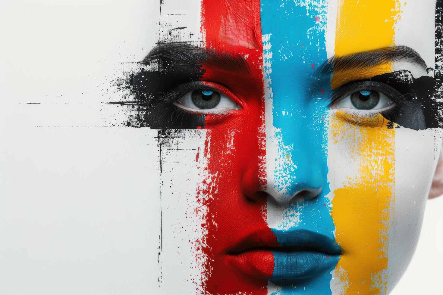 abstract portrait with colorful paint strokes photo