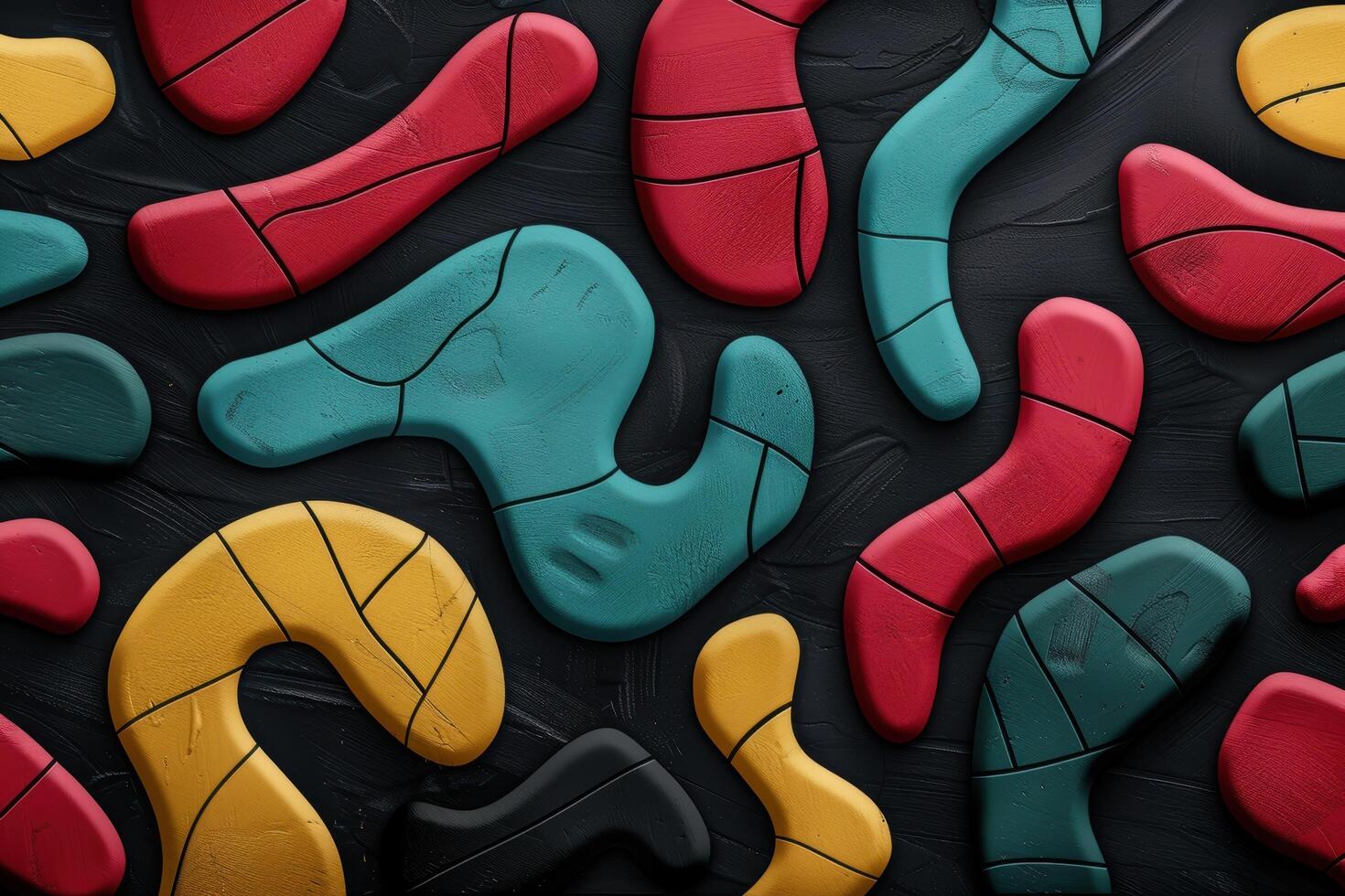 Colorful abstract shapes on a dark background photo