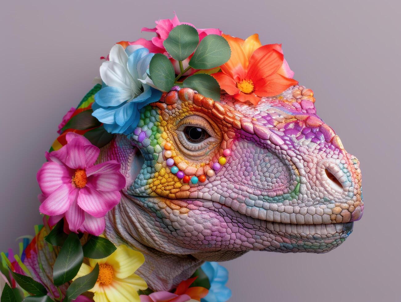 colorful floral lizard photo