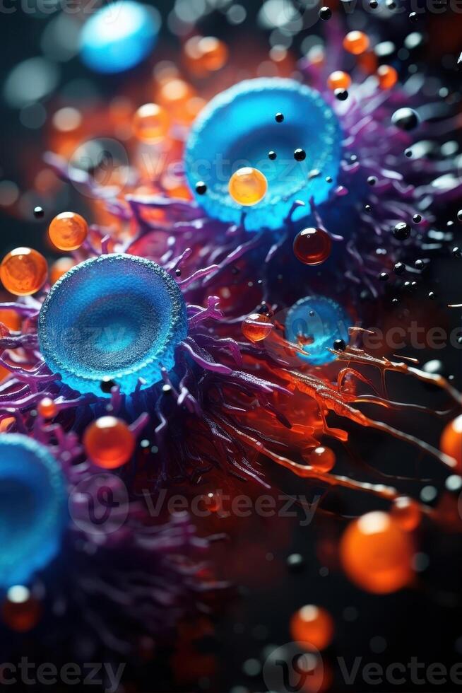 Vibrant abstract macro photography of colorful bubbles photo