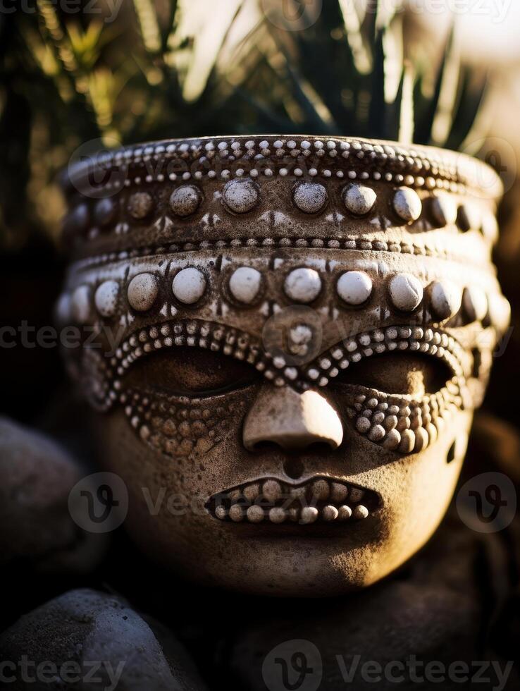 Ornate tribal mask with intricate patterns photo