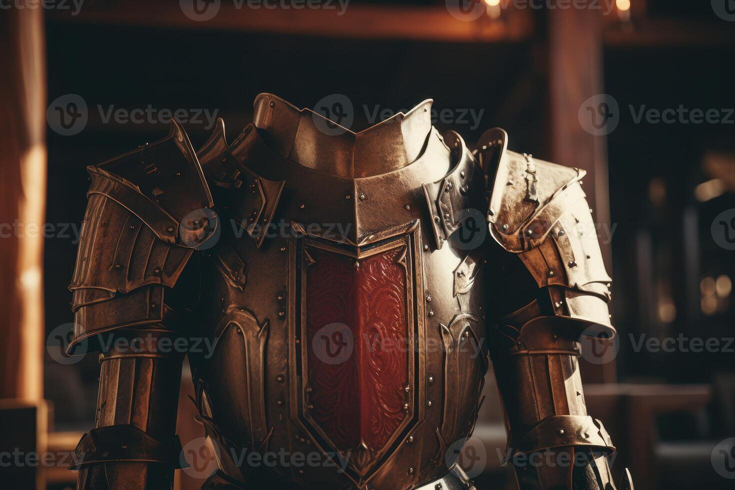 Ornate medieval knights armor on display photo