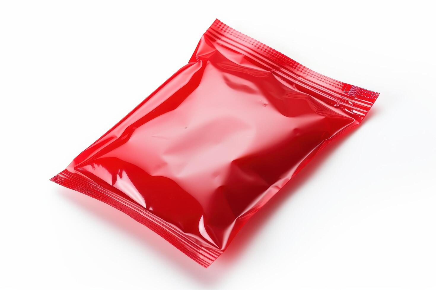 Sealed red plastic bag photo