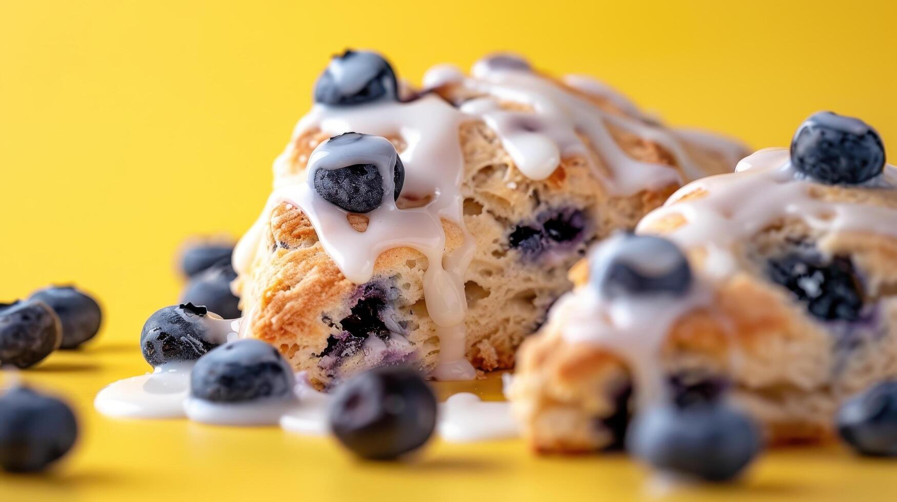 Delicious blueberry pastry with creamy frosting photo