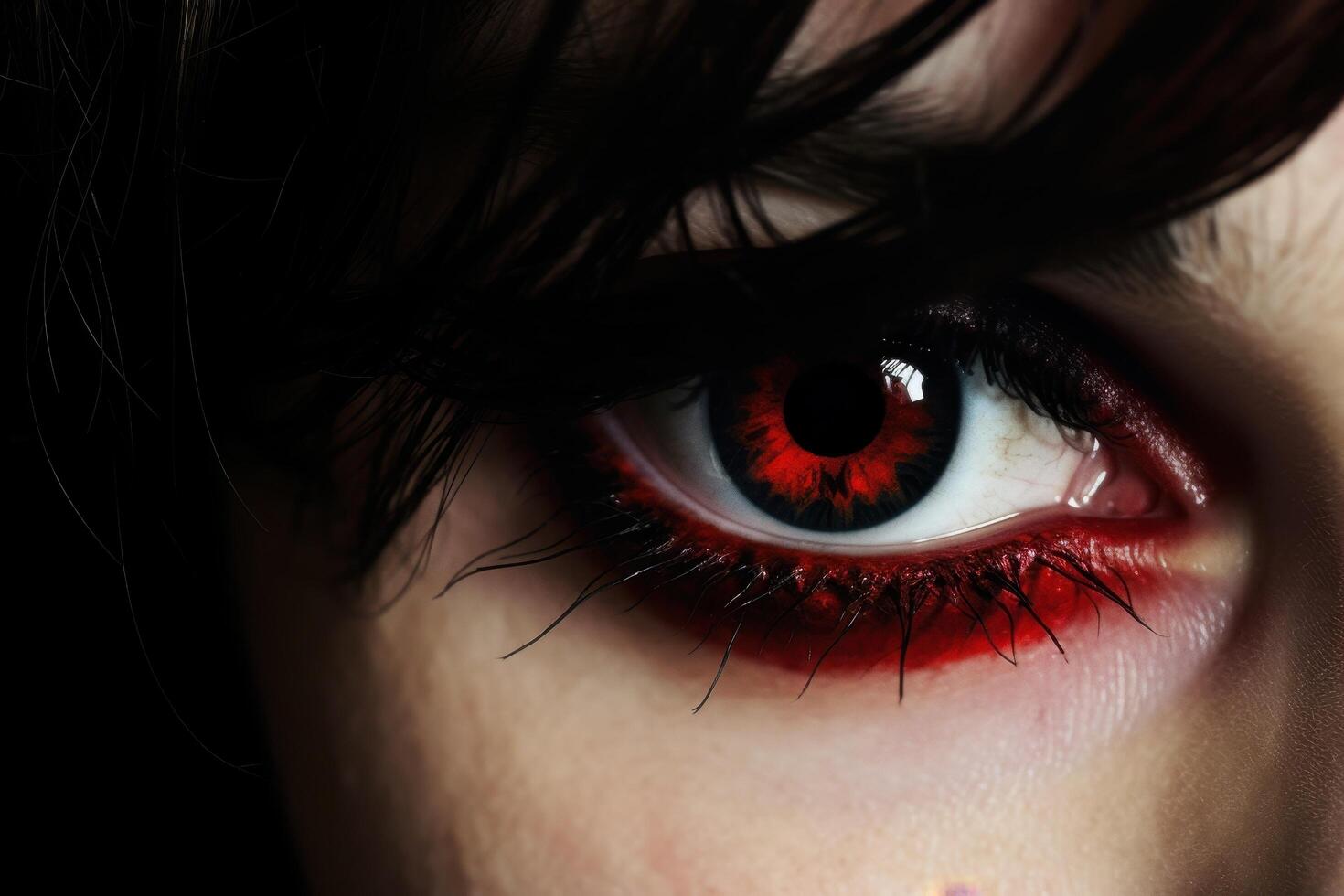 Intense red eye close up photo