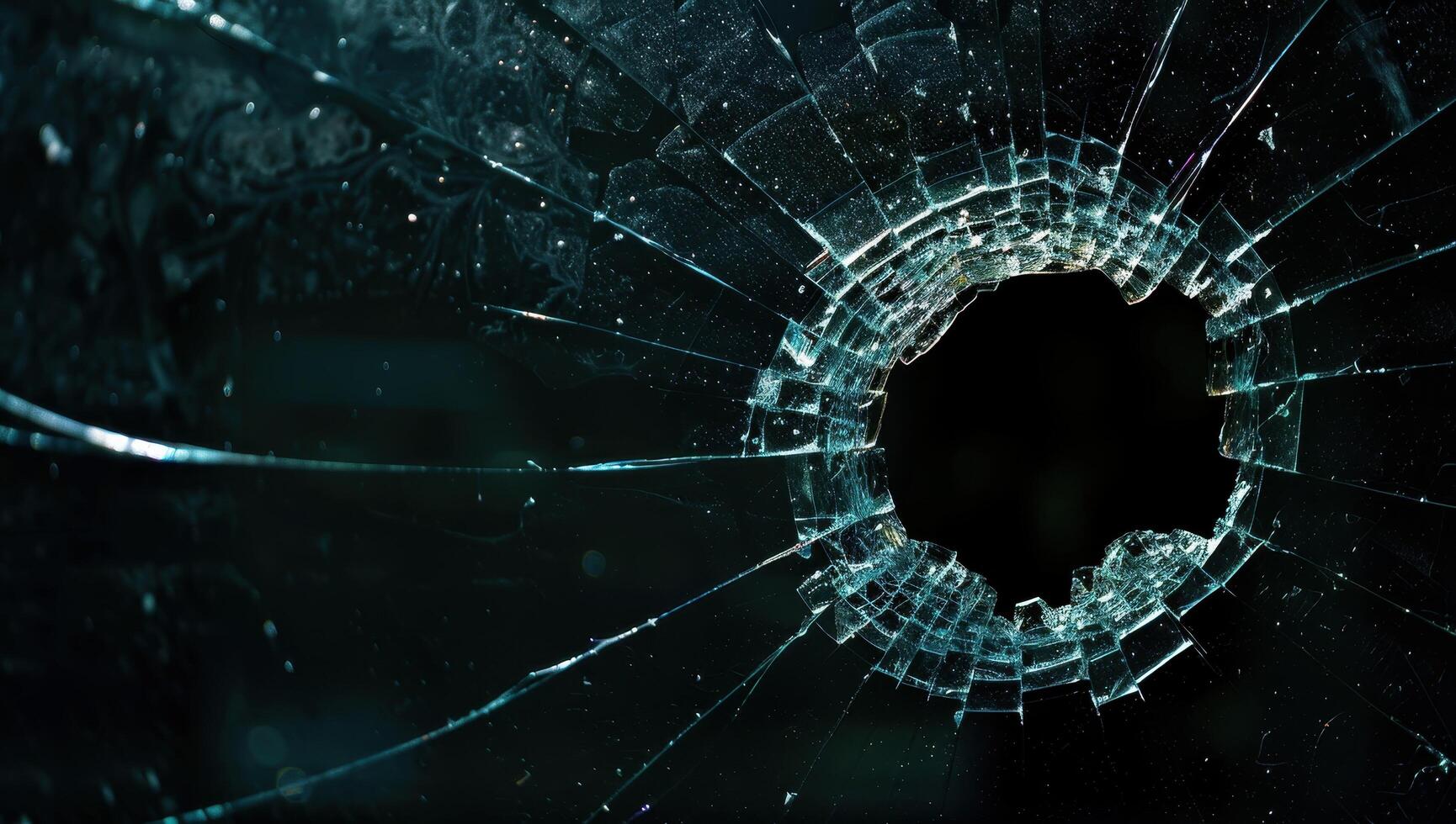 Shattered glass texture with dark background photo