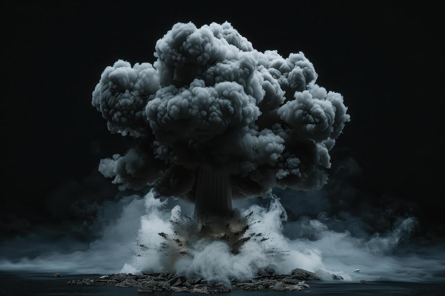 Dramatic explosion with massive smoke plume photo