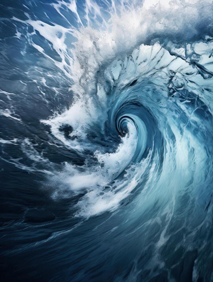 Powerful ocean wave crashing photo