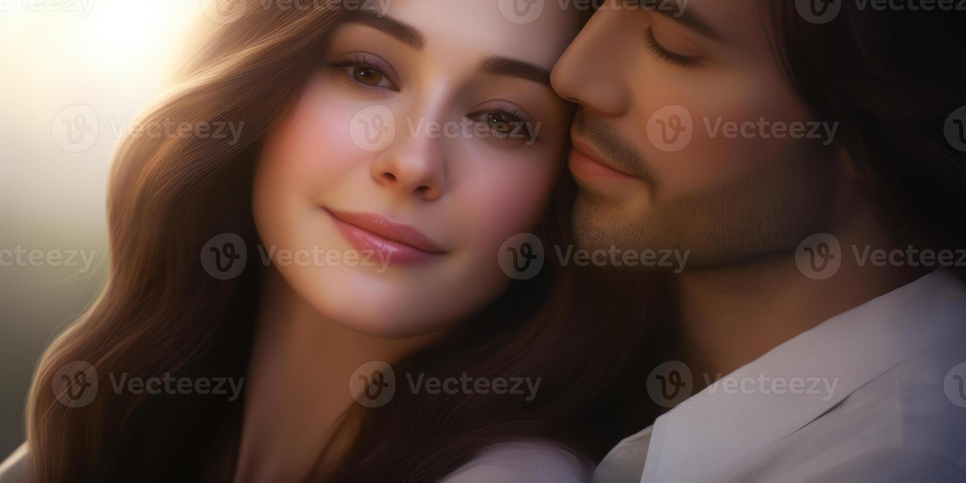 romantic couple in loving embrace photo