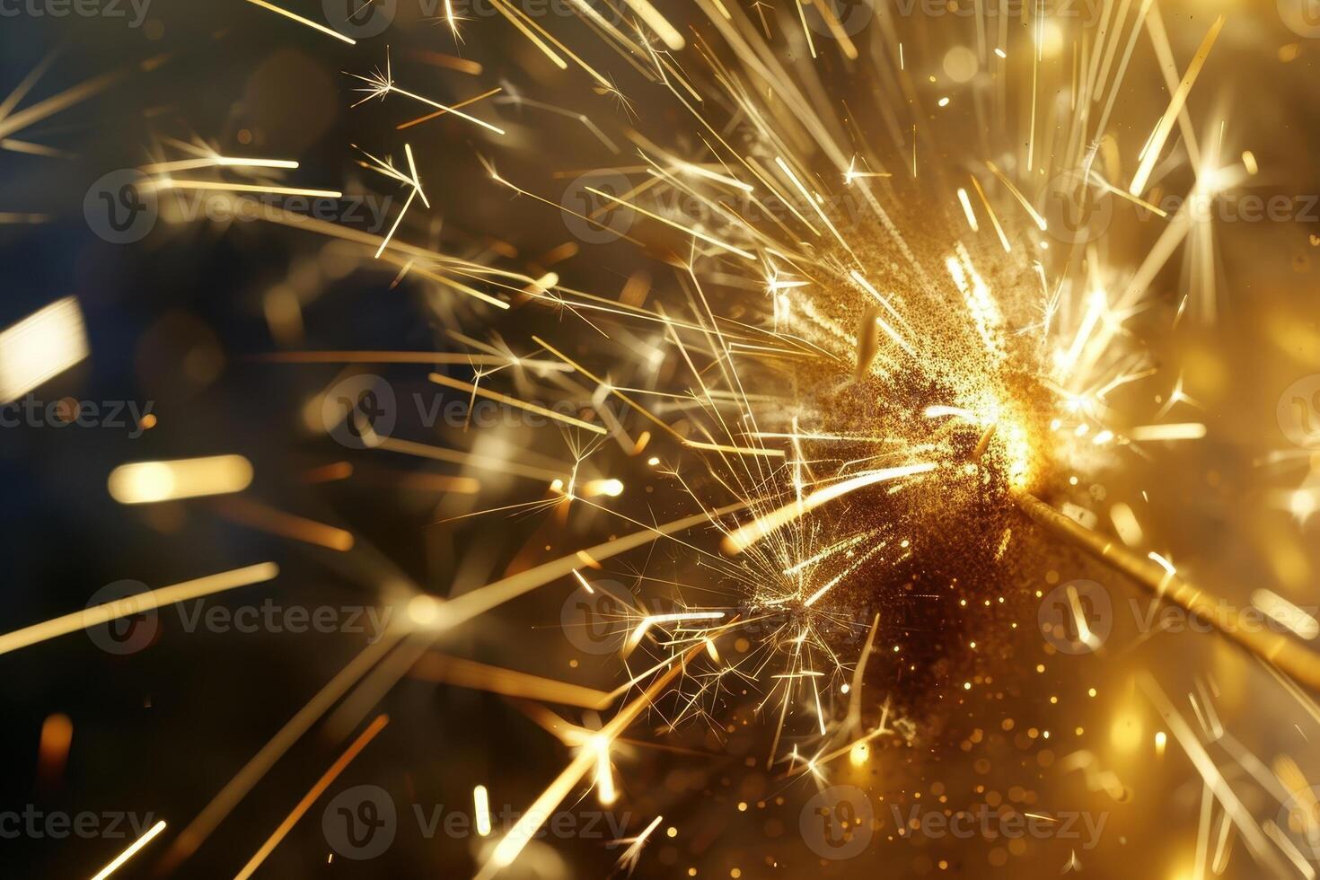 Sparkling golden fireworks display photo