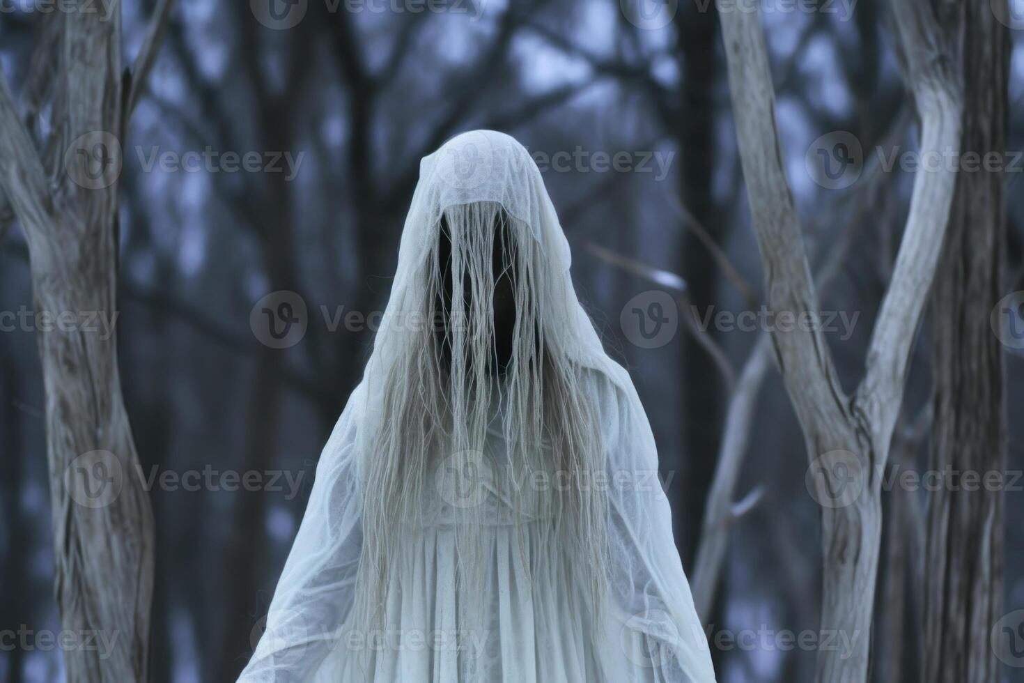 Mysterious figure in a forest photo