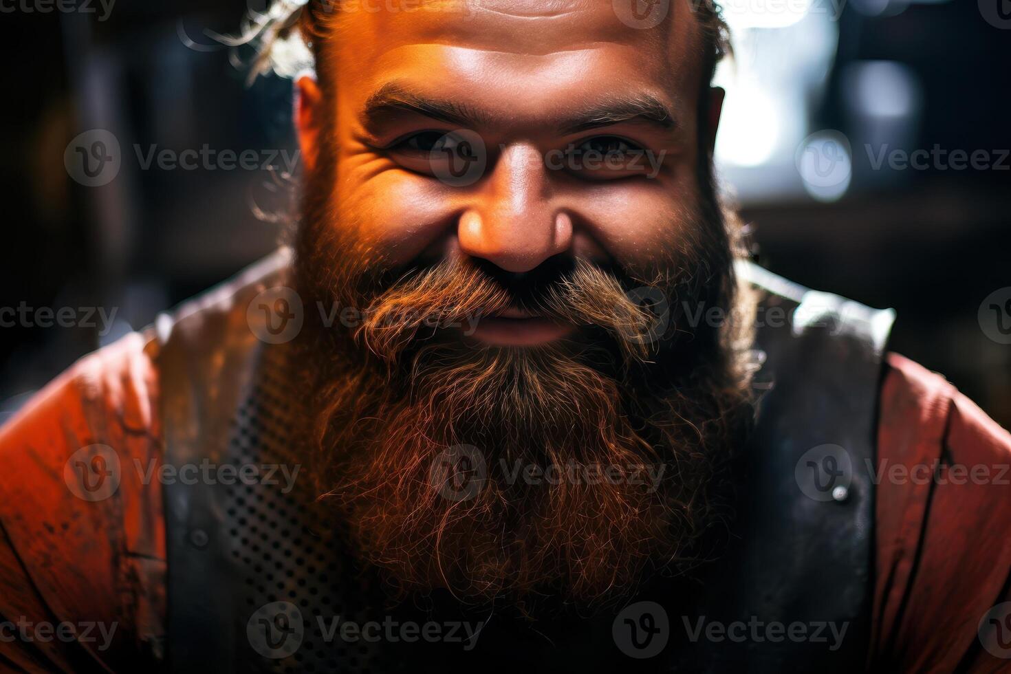 Bearded man with intense expression photo