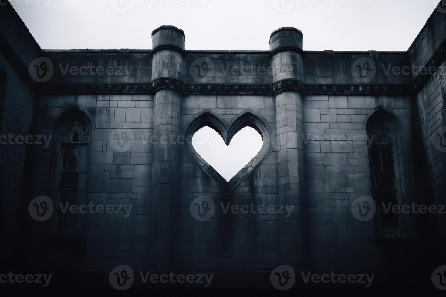 gothic architecture with heart shaped window photo