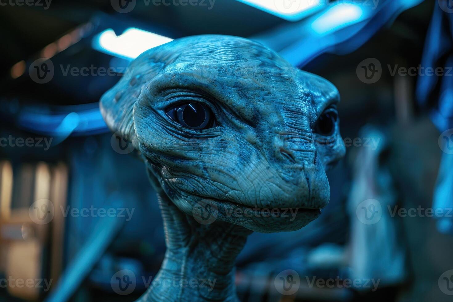 Alien creature with large eyes and wrinkled skin photo