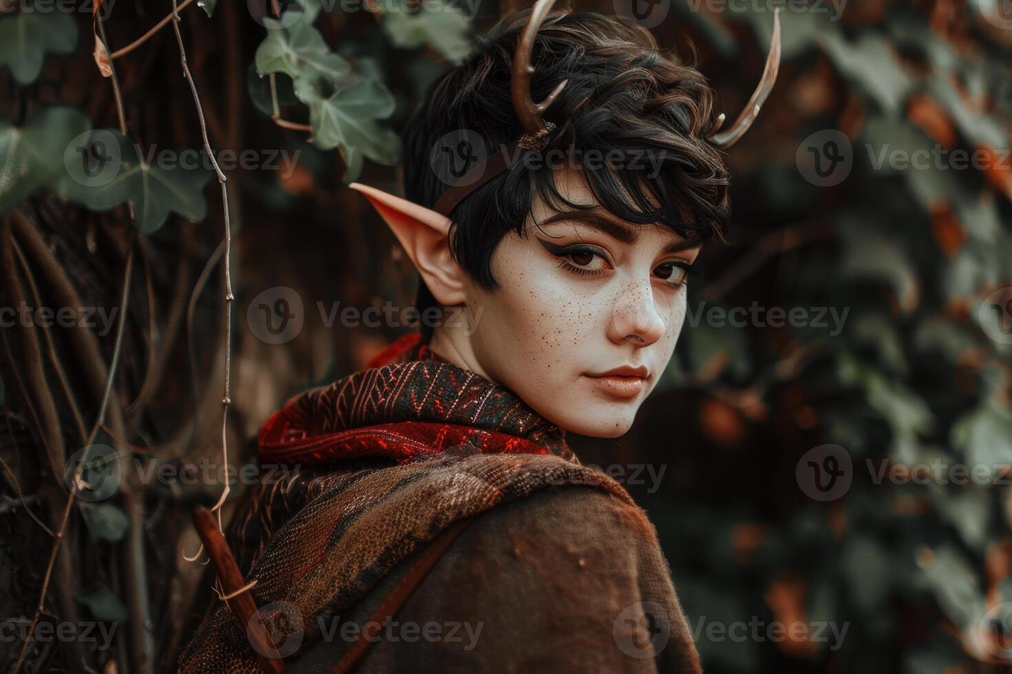 Mysterious elf like creature in the forest photo