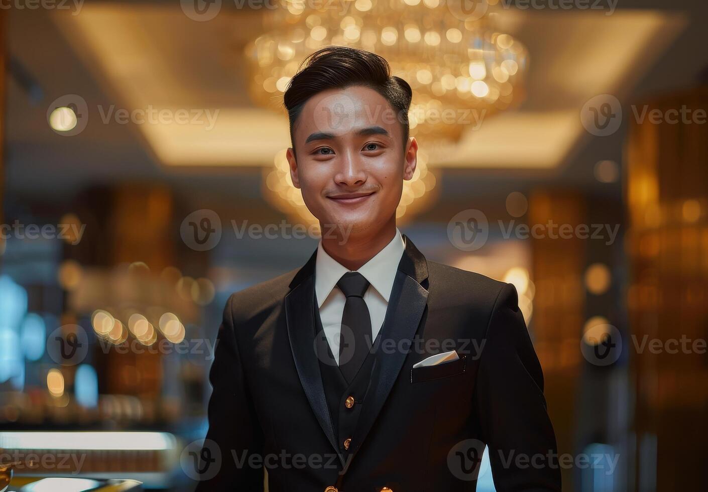 Smiling young man in formal attire photo
