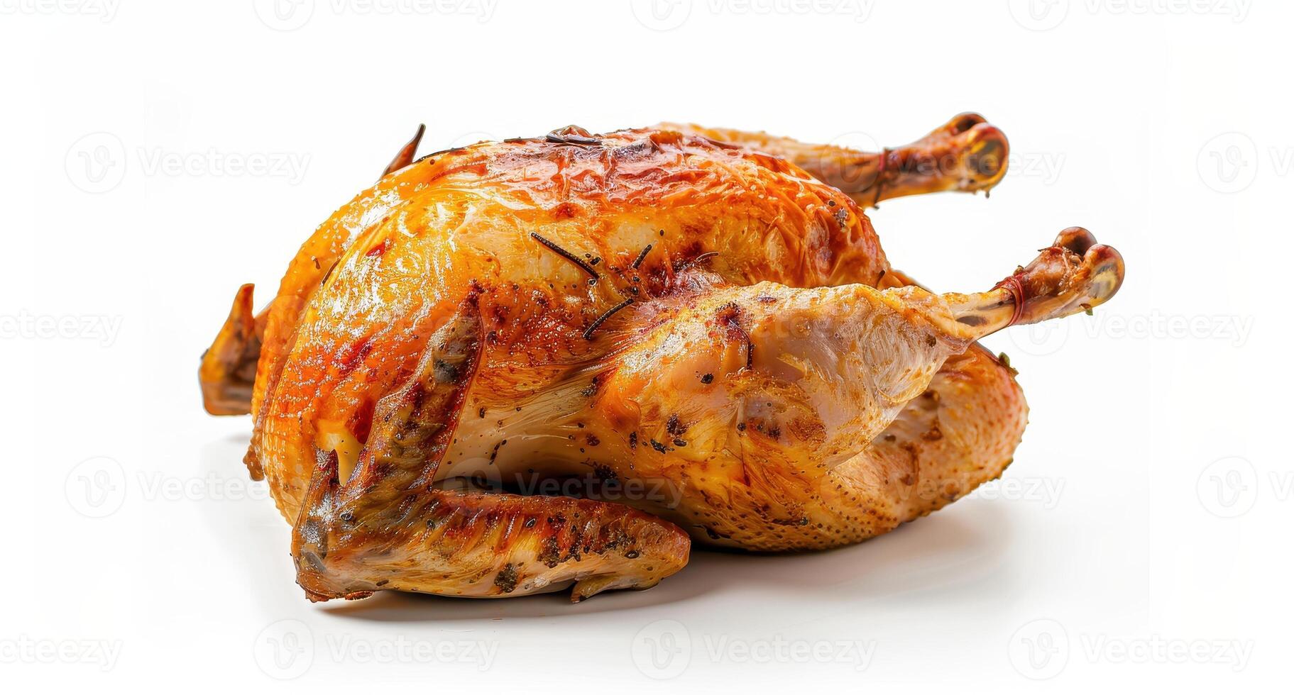 Delicious roasted turkey on a white background photo