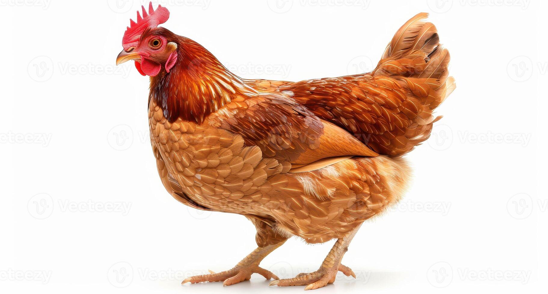 Vibrant red rooster with striking feathers photo