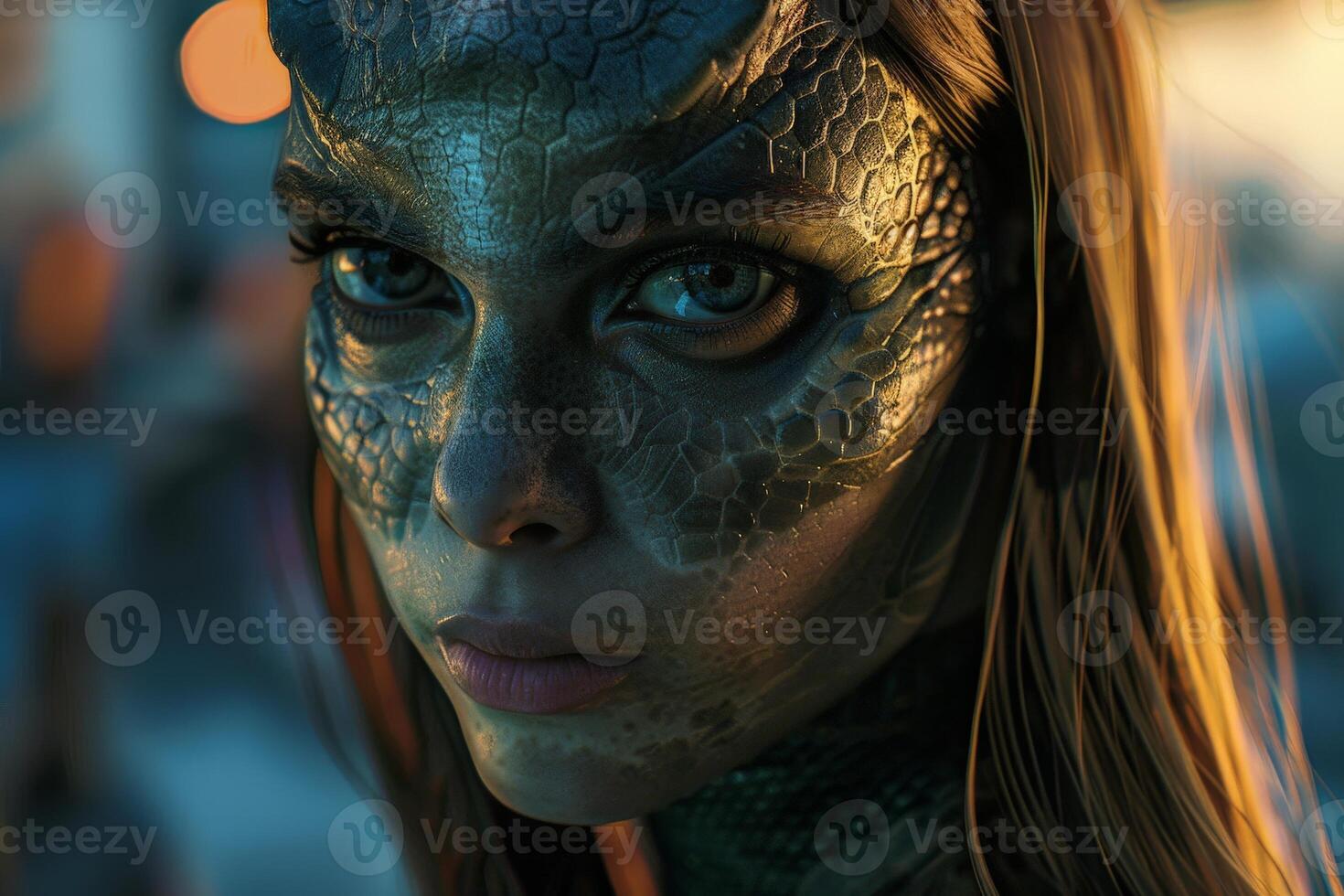 Alien woman with reptilian features photo