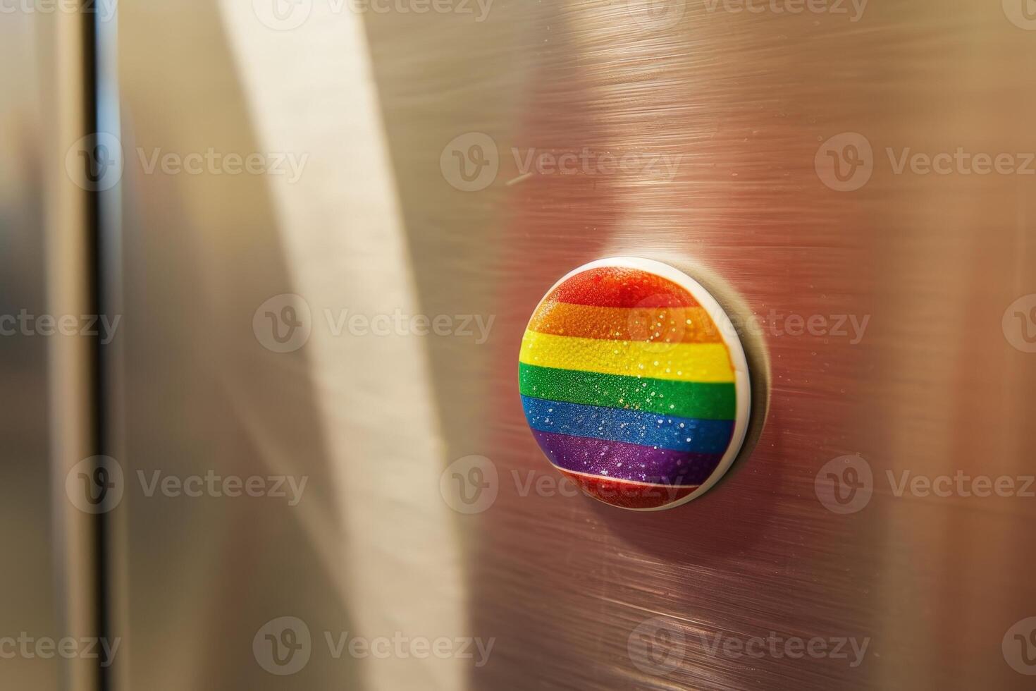 Colorful pride flag on a metallic surface photo