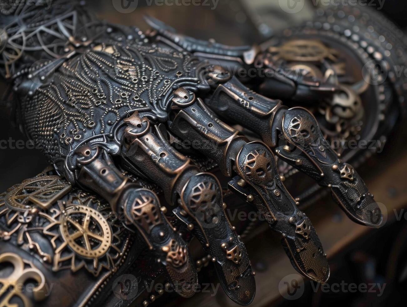 Intricate steampunk inspired mechanical device photo
