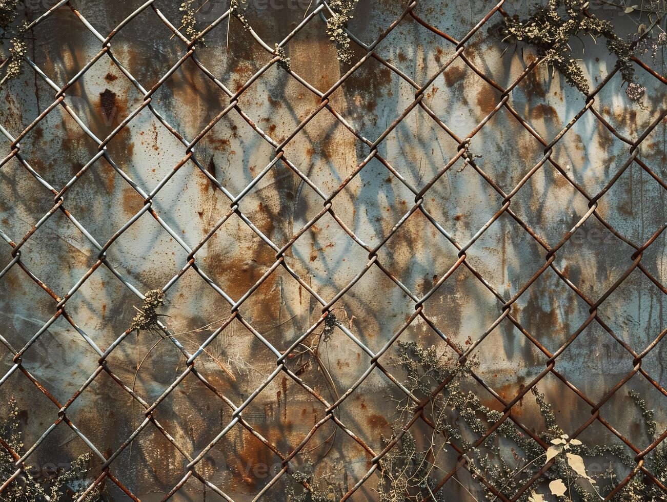Rusty metal grid pattern with grunge texture photo