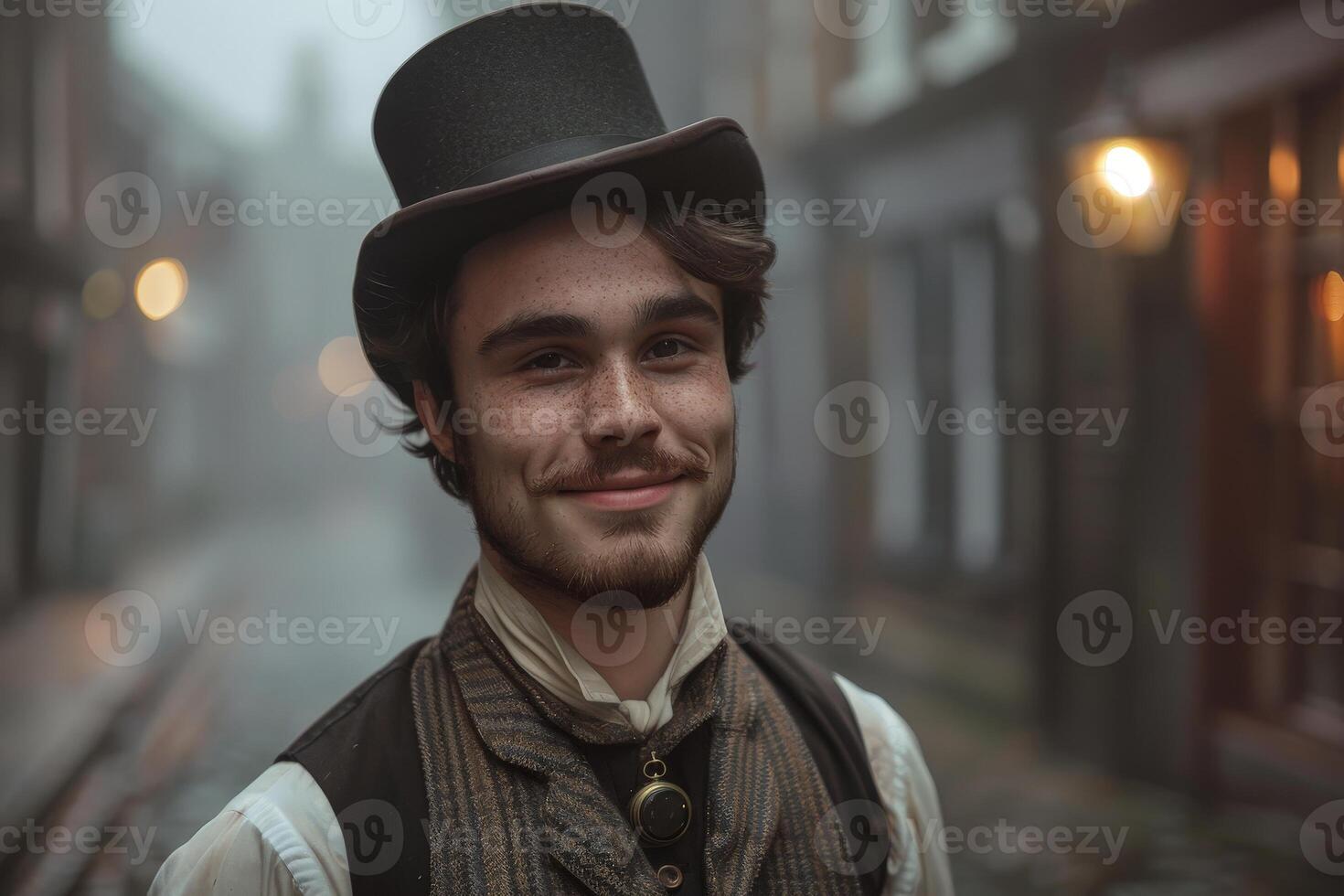 Smiling man in vintage attire photo