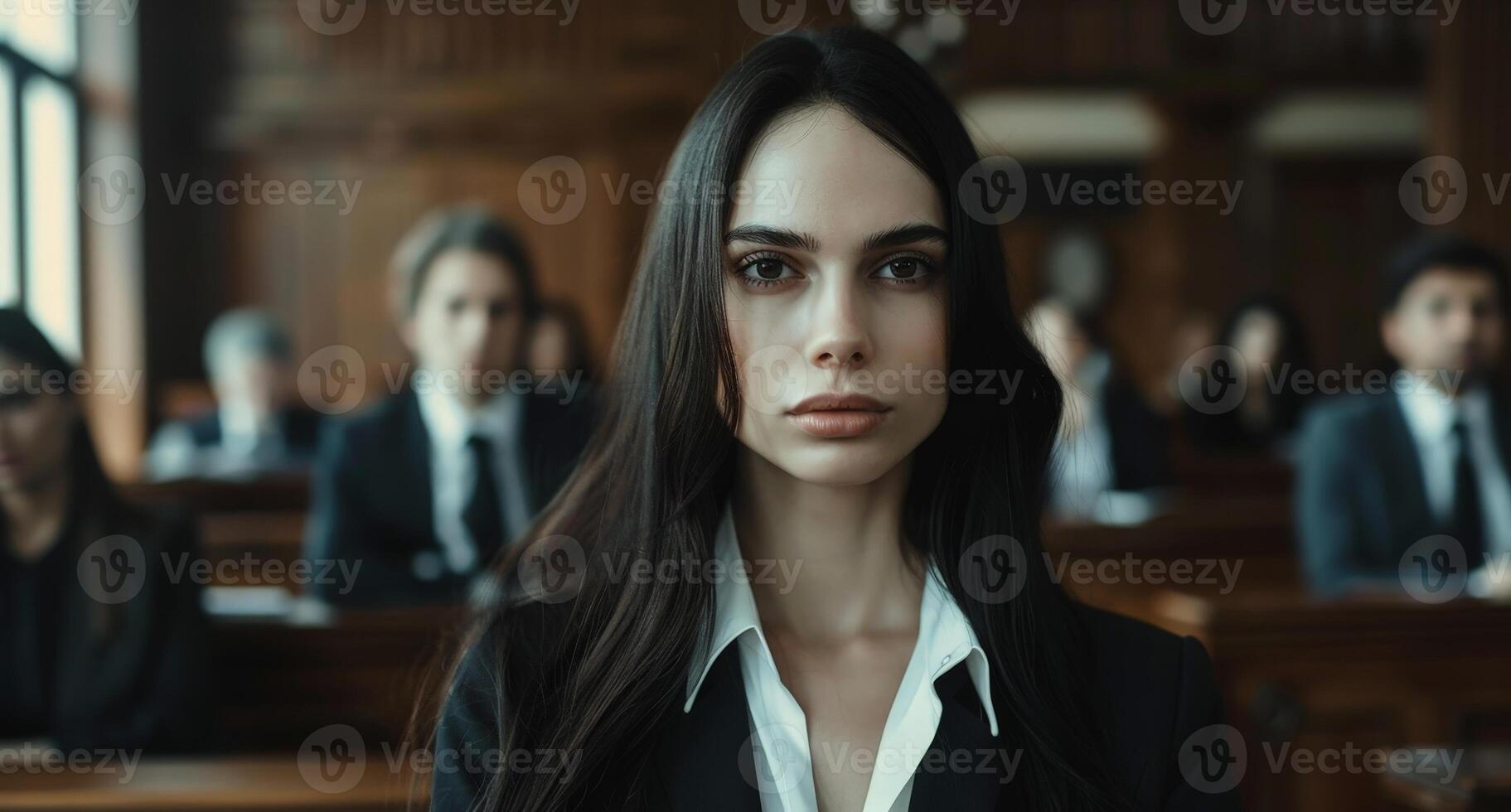 Serious young woman in business attire photo